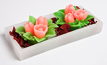 Base Retangular com 2 Bouquet Tulipas